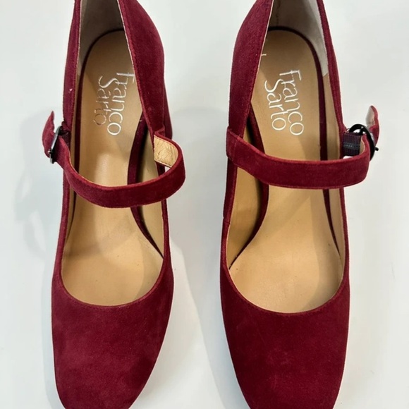 Franco Sarto Shoes - Franco Sarto Red Suede Mary Jane Heels